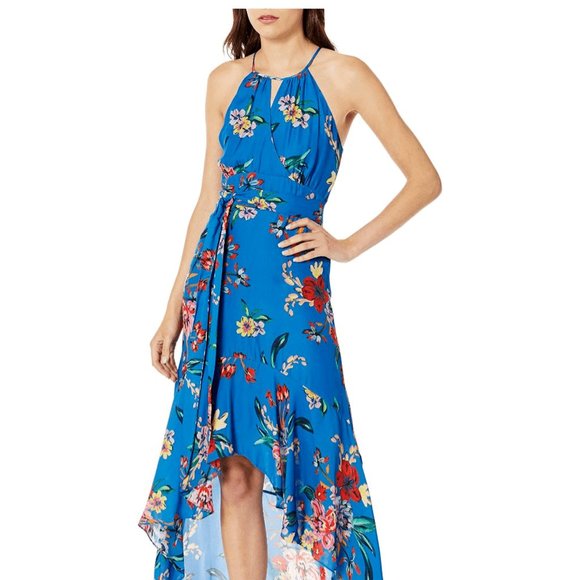 Parker Floral-Print Halter Maxi Dress, Size: S, Color: Blue Floral - Picture 4 of 4